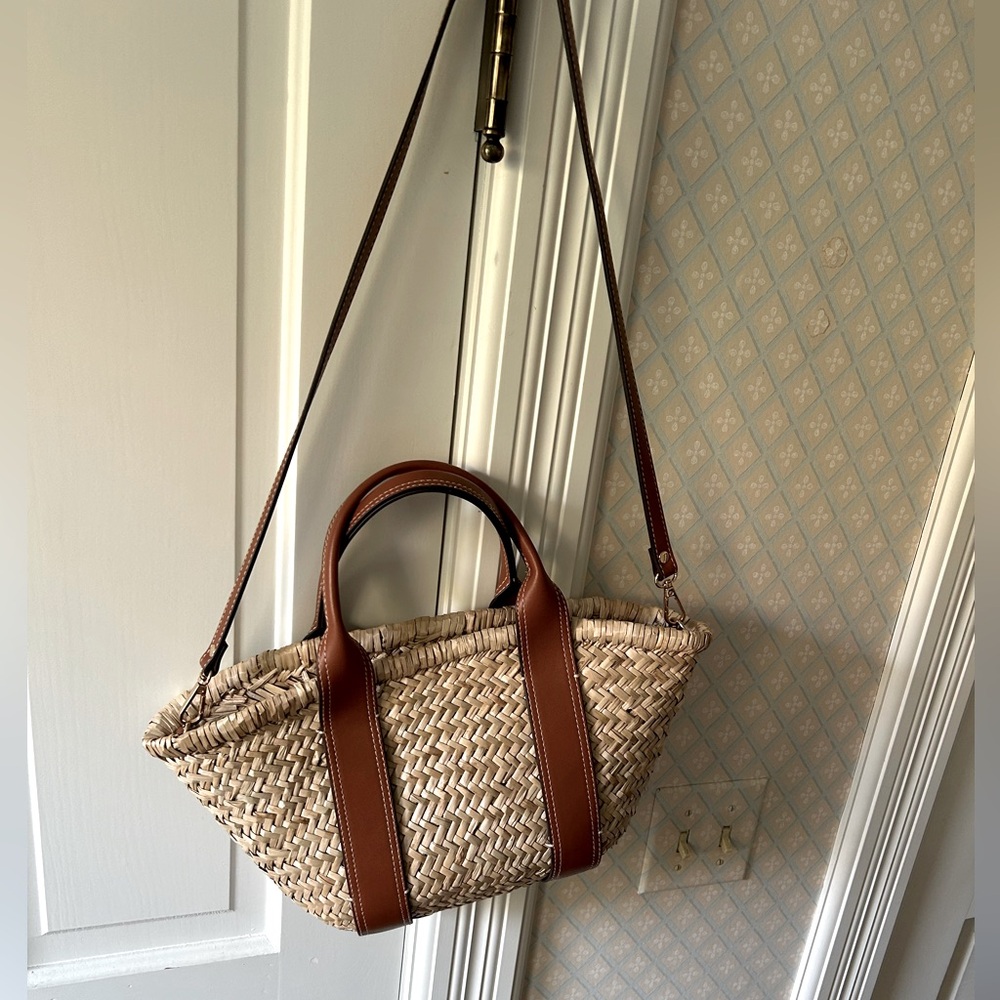 Mango straw cross body purse